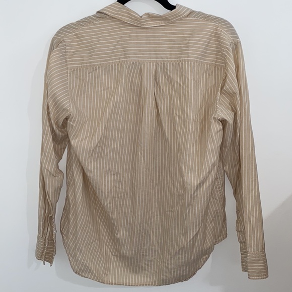 Everlane Tan and White Striped Blouse - Picture 4 of 5